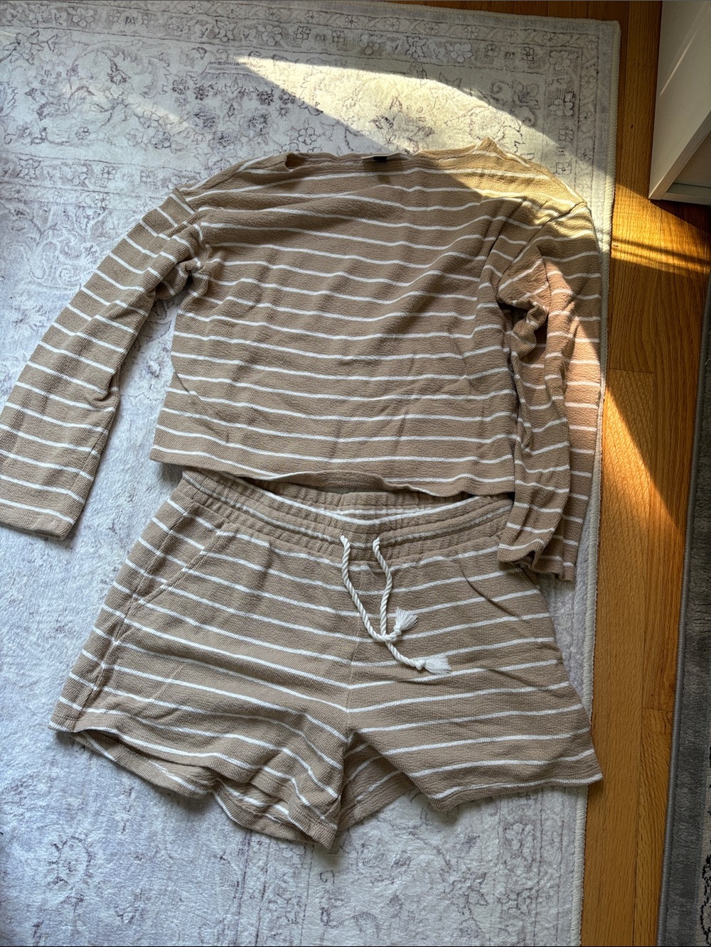 Universal Thread Beige and White Striped Knit Top